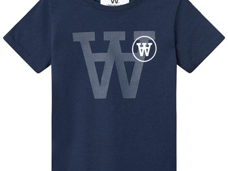 Wood Wood Navy Ola Tonal Logo T-shirt Online Sale