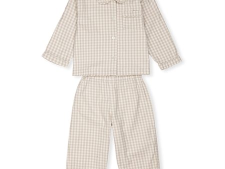 lalaby Beige Gingham Klassisk Pyjamas Cheap