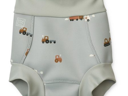 Liewood Valentin Nappy Badebukser Vehicles Dove Blue Hot on Sale