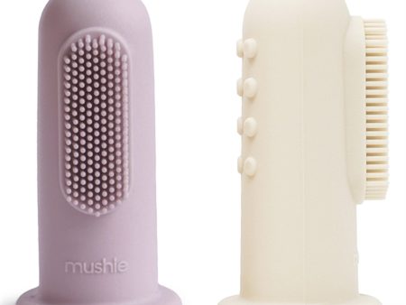 Mushie Finger Tannbørste 2-pakning Soft Lilac Ivory Online