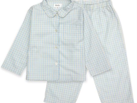 lalaby Blue Gingham Klassisk Pyjamas Cheap