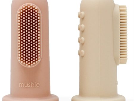 Mushie Finger Tannbørste 2-pakning Blush Shifting Sand Online now