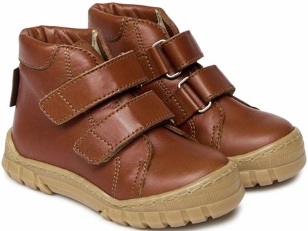 Angulus Basic Begynder Tex-Sneaker Med Borrelås Cognac Basic Discount