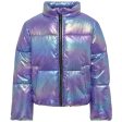 Kids ONLY Purple Opulence Metallic Celine Metallisk Kort Vattert Jakke Online now