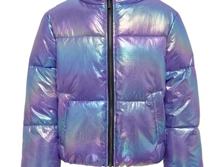 Kids ONLY Purple Opulence Metallic Celine Metallisk Kort Vattert Jakke Online now