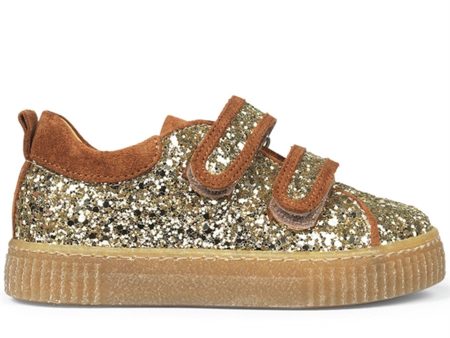 Angulus Sneakers Med Borrelås Champagne Glitter Cognac For Sale