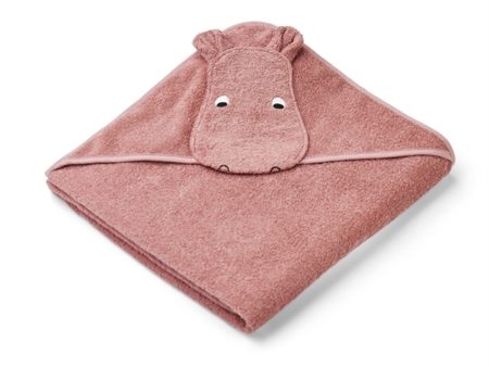 Liewood Augusta Hooded Towel Hippo   dusty raspberry mix For Sale